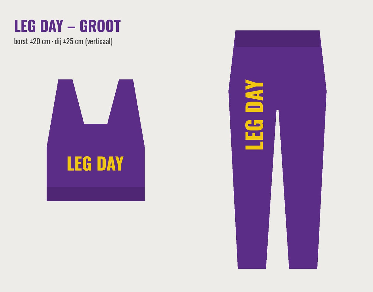 LEG DAY set paars, concept groot logo