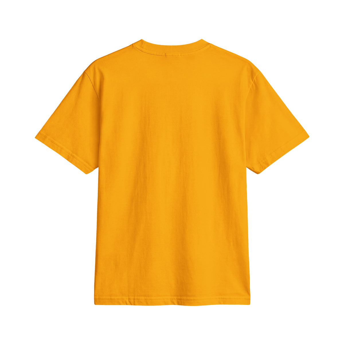 KOFFIE NODIG Tee – Oranje/Royal – productfoto achterkant, KOFFIE NODIG bedrukt