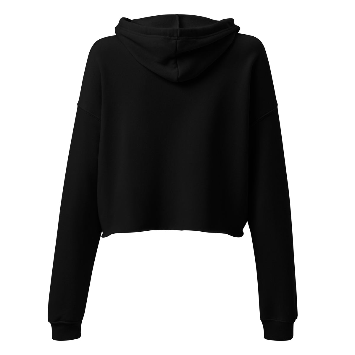 ONGESTELD Cropped Hoodie – Zwart/Wit – productfoto achterkant, ONGESTELD geborduurd
