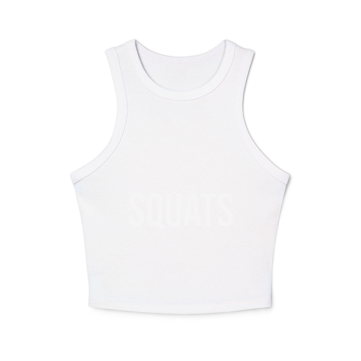 SQUATS Racer Tank – Zwart – productfoto voorkant, SQUATS bedrukt